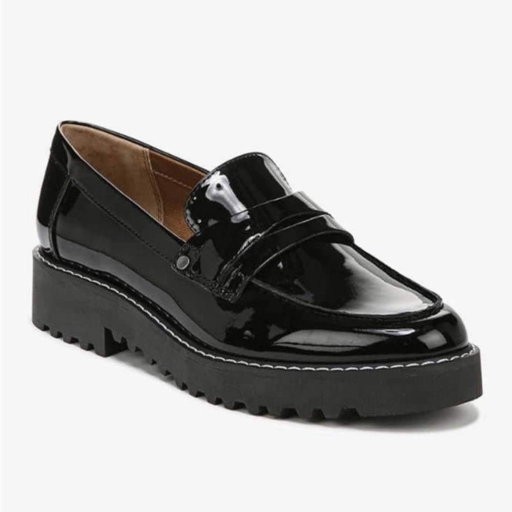 Franco Sarto Black Patent Leather Loafers